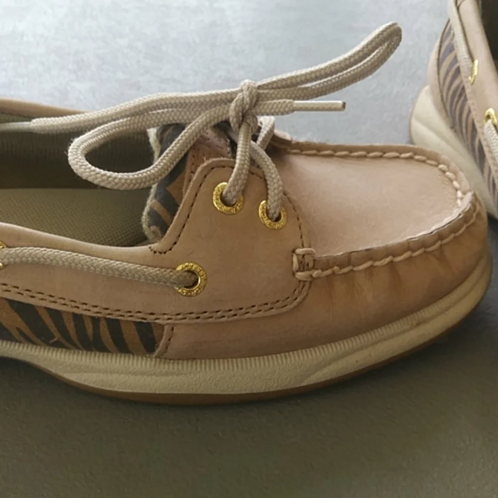Sperry Neutral Zebra Print Top Siders Size 8